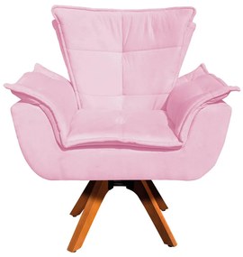Poltrona Sala de Estar Giratória MM30 Opalla Suede Rosa Bebê D03 - D'Rossi