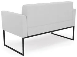 Sofá Namoradeira e 2 Poltronas Base Industrial Preto Ana Linho Cinza -