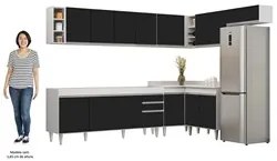 Armário de Cozinha Modulado de Canto 8 Peças CP25 Balcão sem Tampo Bra