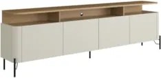 Rack TV 55 Pol 180cm Portas Lisas Blen Louro/Luna/Preto I06 - Mpozenat