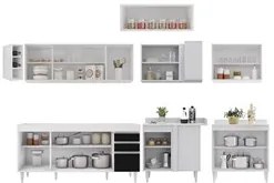 Armário de Cozinha Modulado de Canto 8 Peças CP25 Balcão sem Tampo Bra