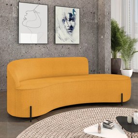 Sofá 3 Lugares Orgânico 180cm Pé Ferro Preto Morgan Bouclê - Off White - Mostarda