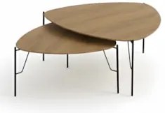 Mesa de Centro Para Sala Pés Metálicos Kit 2 Blen Louro/Preto I06 - Mp