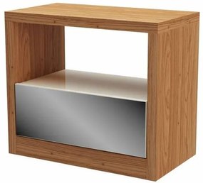 Mesa de Cabeceira Kiev com 1 Gaveta Espelhada cor Freijo com Off White - 64746 Sun House