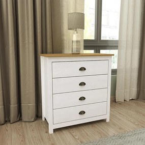 Cômoda Decorativa Madeira Maciça Osiris 4 Gavetas Branco/Freijó G74 - Gran Belo