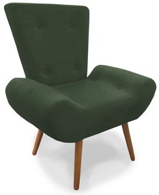 Poltrona Decorativa Emília Barca Pés Palito Suede Verde - Sheep Estofados