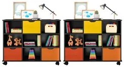 Kit 2 Nichos Organizadores com Rodízios Toys 3 Gavetas Q01 Preto/Color