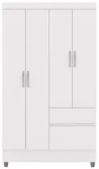 Guarda Roupa Solteiro 103cm Com 4 Portas Ideal Flex Branco - Vila Rica