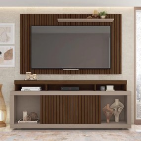 Painel TV 60 Pol 180cm e Bancada com Rodízio Sala Navel Havana/Fendi C01 - D'Rossi