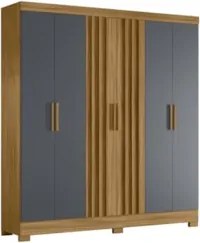 Guarda Roupa Casal 195cm Ripado Arlon Z17 Freijó/Cinza - Mpozenato