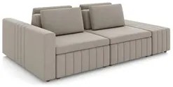 Sofá Ilha e Puff Sala Living 265cm Siesta M22 Veludo Bege - Mpozenato