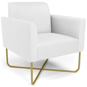 Poltrona Base X Industrial Dourado Marisa Corino D03 - D'Rossi - Branco