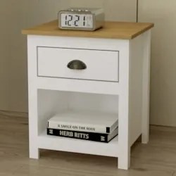 Mesa de Cabeceira Para Quarto 1 Gaveta Lázio Branco/Freijó F07 - Mpoze