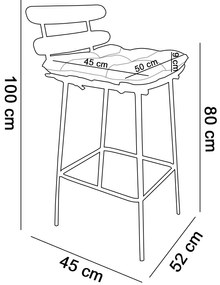 Banqueta Costela Corino Base Metálica Preto M11 - D'Rossi - Branco