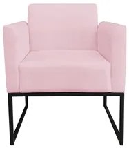 Poltrona Decorativa Base Industrial Preto Maressa S19 Suede Rosa Bebê