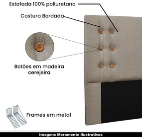 Cabeceira Decorativa 1,40M Kors Linho Areia G63 - Gran Belo