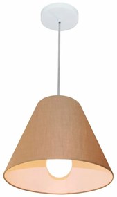 Lustre Pendente Cone Md-4028 Cúpula em Tecido 25/30x12cm Palha - Bivolt