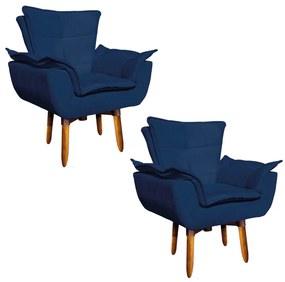 KIT 02 POLTRONAS GIRATORIA OPALA SUEDE B - Azul Marinho