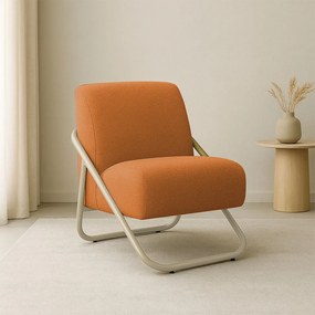 Poltrona Sala Decorativa Industrial Champanhe Martina Bouclê Caramelo K01 - D'Rossi