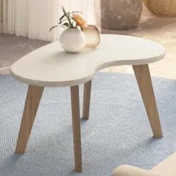 Mesa de Centro Orgânica 90cm Para Sala Cassia Off White A09 - Mpozenat