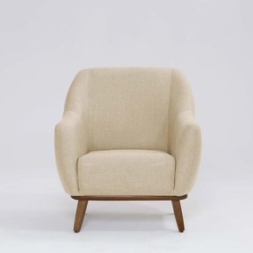 Poltrona Decorativa Pauline D07 Base Madeira Linho Marfim - D'Rossi