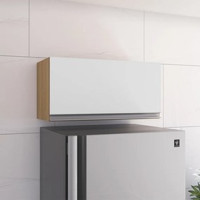 Armário Cozinha Aéreo Geladeira 60cm Basculante Leticia Amêndoa/Branco A01 - D'Rossi