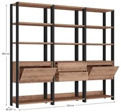 Estante Livreiro 2 Portas 2 Gavetas Estilo Industrial Chess F04 Preto/