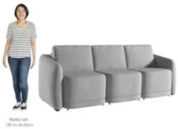 Sofá Cama Casal para Sala 246cm Polska Z08 Veludo Cinza - Mpozenato