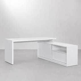 Conjunto Office - Bancada Contemporânea com Armário Branco 1,80m