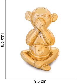 Enfeite Decorativo Macaco Não Falo Cerâmica Dourado 12,5 Cm - D'Rossi