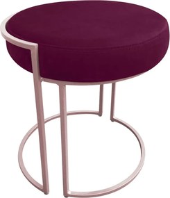 Puff Redondo Base Industrial Rosê Kit 2 Love Suede - Vinho