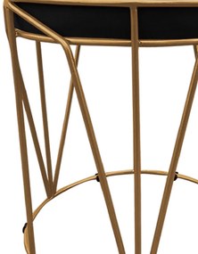 Puff Multiuso com Mesa Babu 2 em 1 Suede Preto Base Dourado - D'Rossi