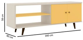 Rack Retro para Tv até 48 Polegadas Off White/Amarelo