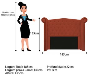 Kit Cabeceira e Calçadeira Veneza 140 cm Casal Suede Terracota - ADJ Decor