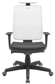 Cadeira Office Brizza Tela Branca Com Encosto Assento Vinil Preto Autocompensador Base Standard 126cm - 63434 Sun House