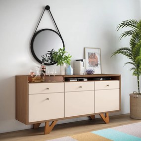 Balcão Aparador Buffet 2 Portas Emili H01 - D'Rossi - Castanho e Off White