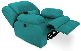 Poltrona Decorativa Magnum Reclinável Elétrica com Massagem Suede Azul Tiffany