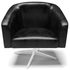 Poltrona Decorativa Giratória MA30 Stella Sintético PU Preto D03 - D'Rossi