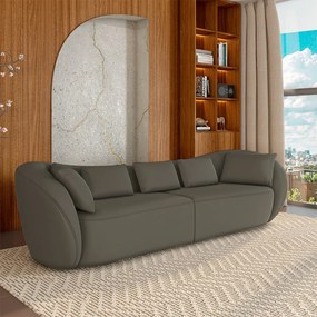 Sofá Bipartido Sala de Estar Diamond 292cm com Almofadas Soltas Veludo Marrom G52 - Gran Belo