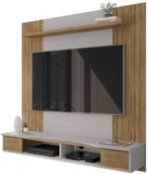 Painel TV 55 Pol e Bancada Suspensa 136cm Foz Cinamomo/Off B02 - Mpoze