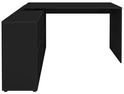 Mesa Escrivaninha em L Eron e Gaveteiro com Rodízios Mity A06 Preto -