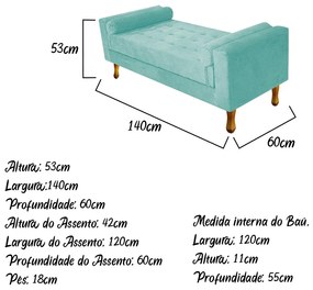Recamier Félix Casal 140cm Suede Azul Tiffany - ADJ Decor