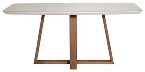 Mesa Bennett Tampo Vidro Cor Off White Gloss Base Natural 180cm - 70475 Sun house
