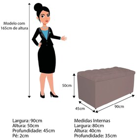 Calçadeira Estofada Liverpool 90 cm Solteiro Linho Rosê - ADJ Decor