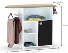 Balcão tábua de Passar Roupa Mariana Branco/Preto - AJL Móveis