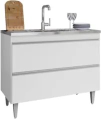 Balcão de Cozinha Com Pia Inox 100cm Julia Z34 Branco - Mpozenat