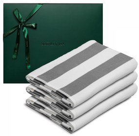 Kit 3 Toalhas de Piscina Sottile Casa Capri c/ Caixa De Presente Verde- Cinza  Cinza