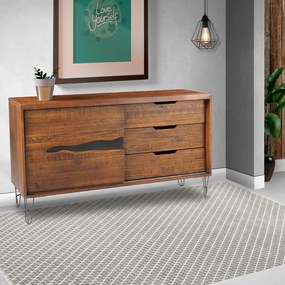 Buffet Sala de Jantar Guidelli Grafite Madeira Maciça Rustic Brown - Gran Belo