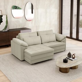 Sofá Retrátil Manual Sala de Estar Nolan Bipartido 175cm Conforto Premium em Couro OffWhite G58 - Gran Belo