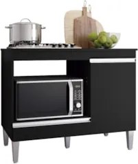 Balcão de Cozinha Para Cooktop e Forno Microondas Carla Preto - AJL Mó